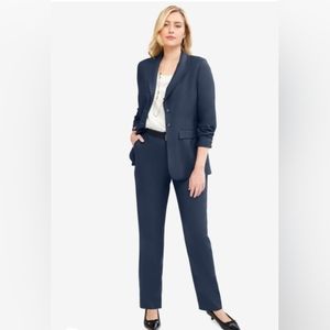 Jessica London Navy Blue Colored Single Breasted Pantsuit - Size 20W